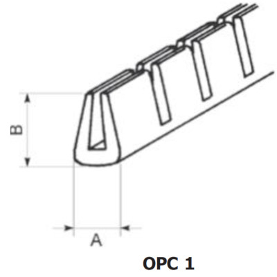 OPC-1 - П-образный профиль для защиты кромок, ПВХ, черная, с надрезами, рул {50м}