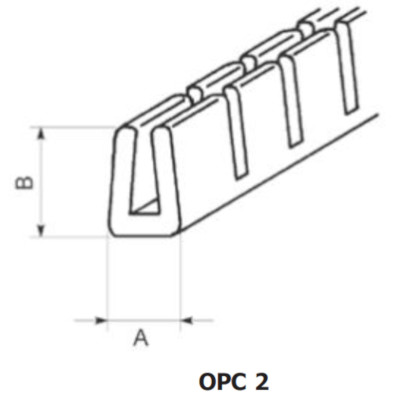 OPC-2 - П-образный профиль для защиты кромок, ПВХ, черная, с надрезами, рул {50м}