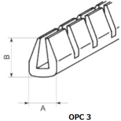 OPC-3 - П-образный профиль для защиты кромок, ПВХ, черная, с надрезами, рул {50м}
